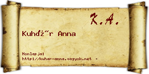 Kuhár Anna névjegykártya