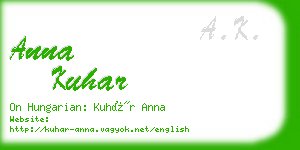 anna kuhar business card